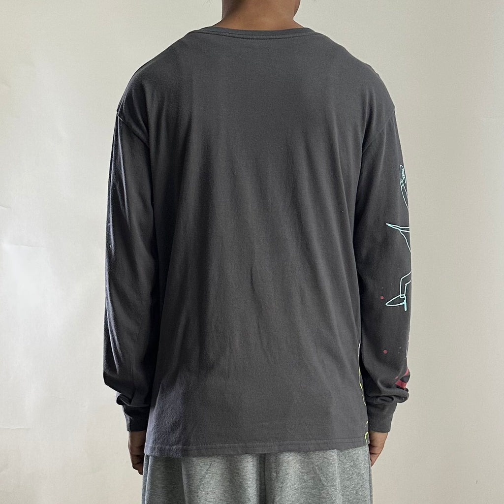 Rick and Morty Airbrush Longsleeve Graphic Shirt in Dark Gray (Size Medium)