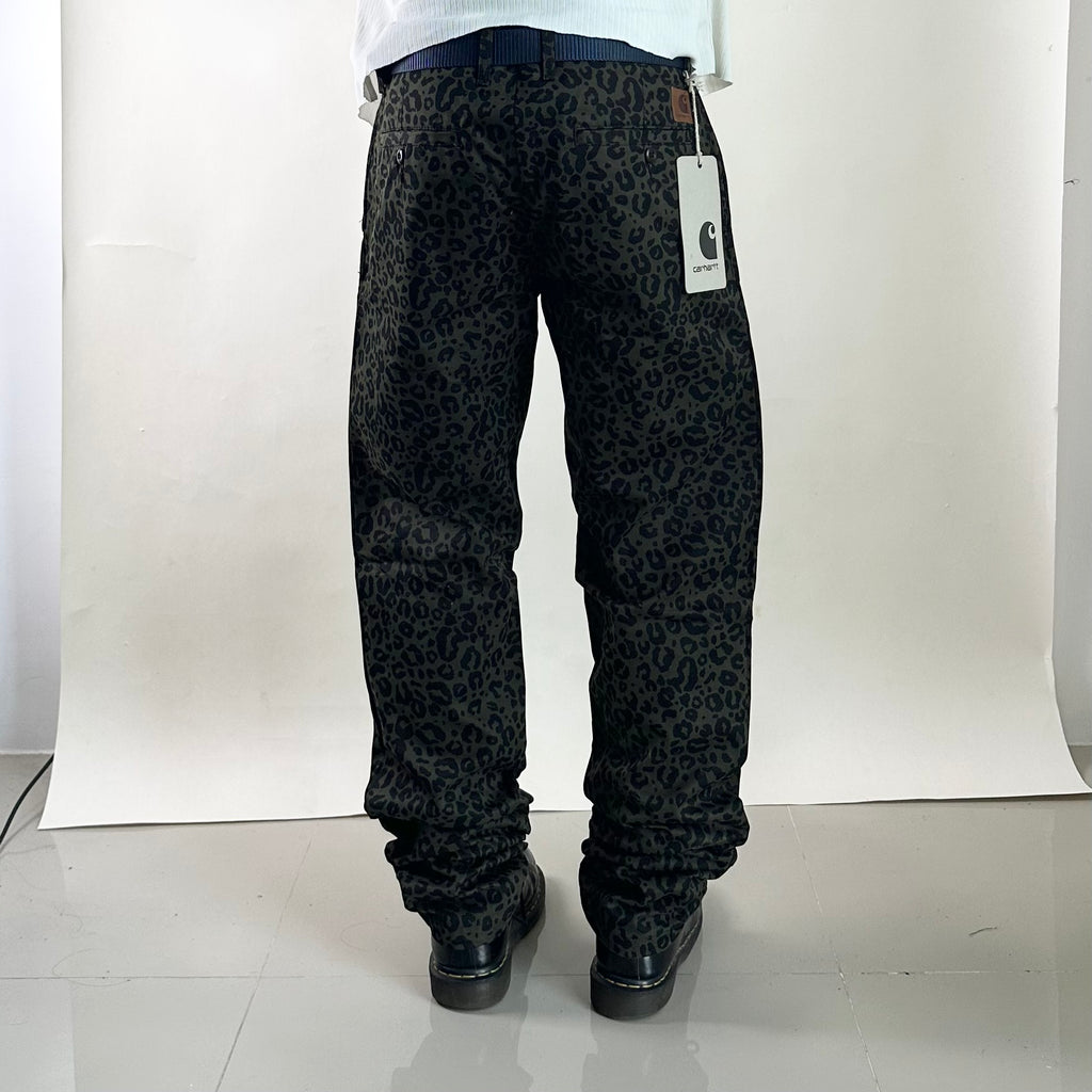 BRAND-NEW Carhartt WIP Johnson Pants “Leopard Pattern” in Dark Olive Green (Size 31-32)