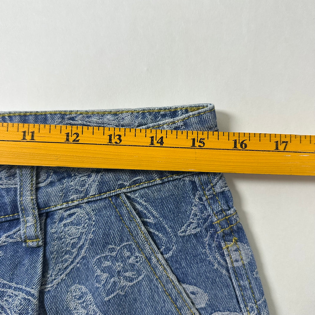 Paisley Bandana Carpenter Jorts in Light Wash Blue (Size 30-31)