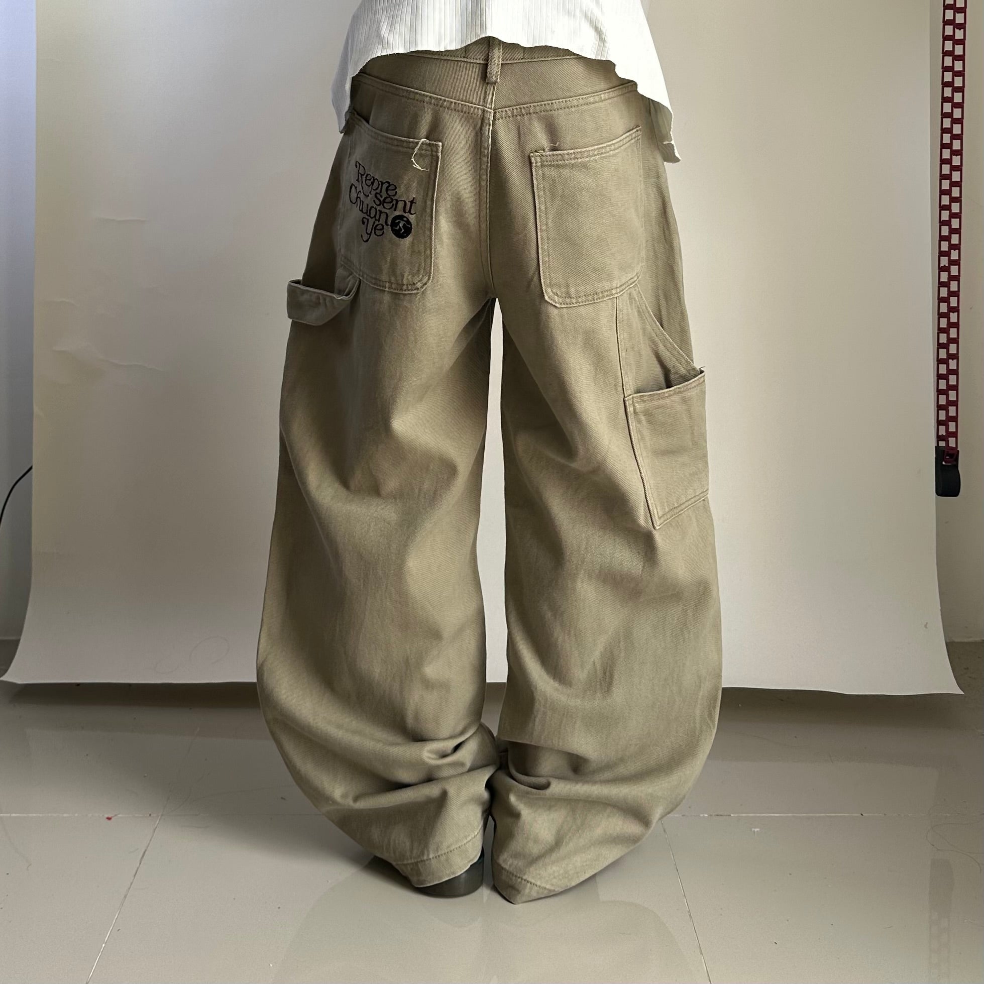 CcyeBrand Baggy Carpenter Pants in Khaki (Size 27-28)