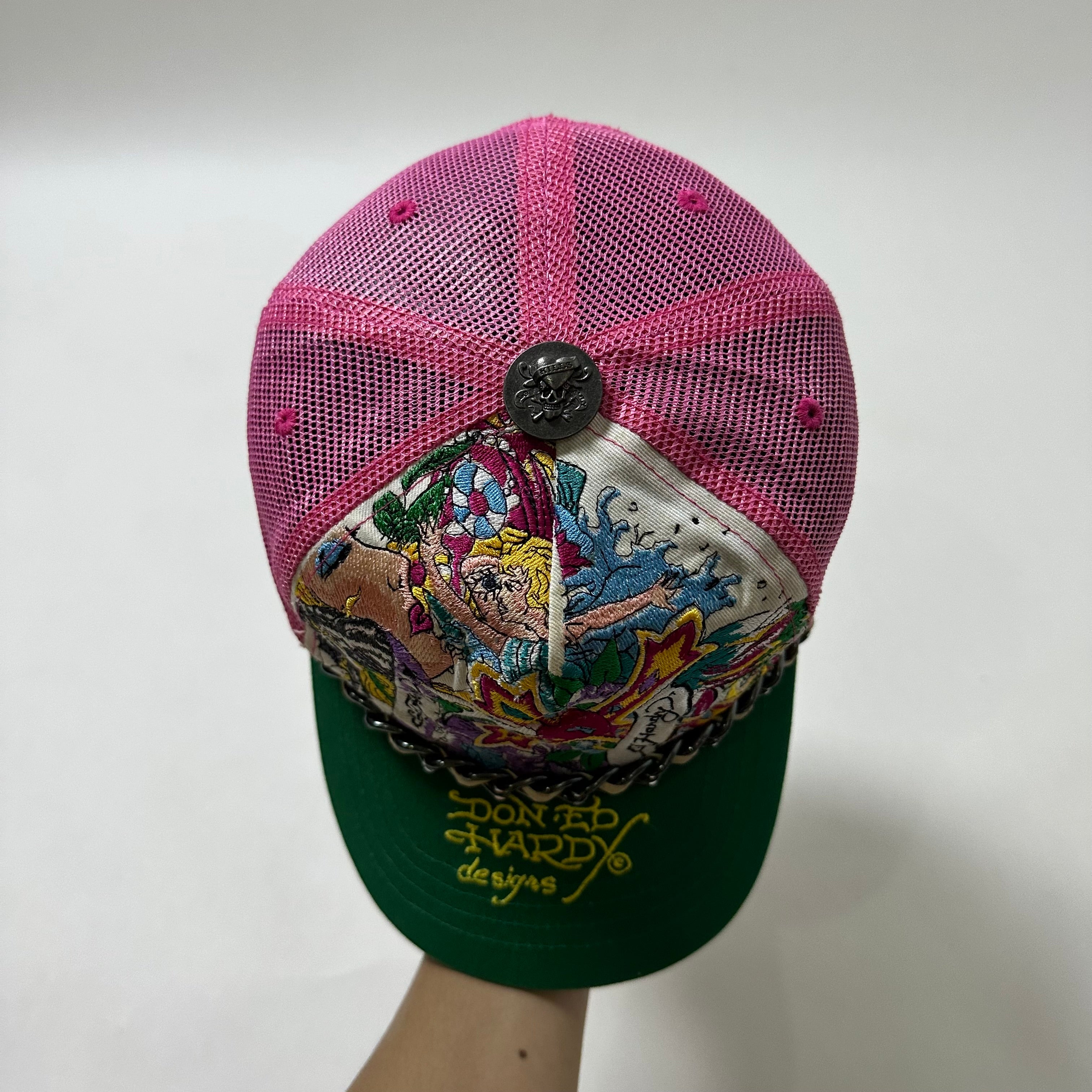Ed Hardy Trucker Hat Embroidered “Love Cross” design One Size