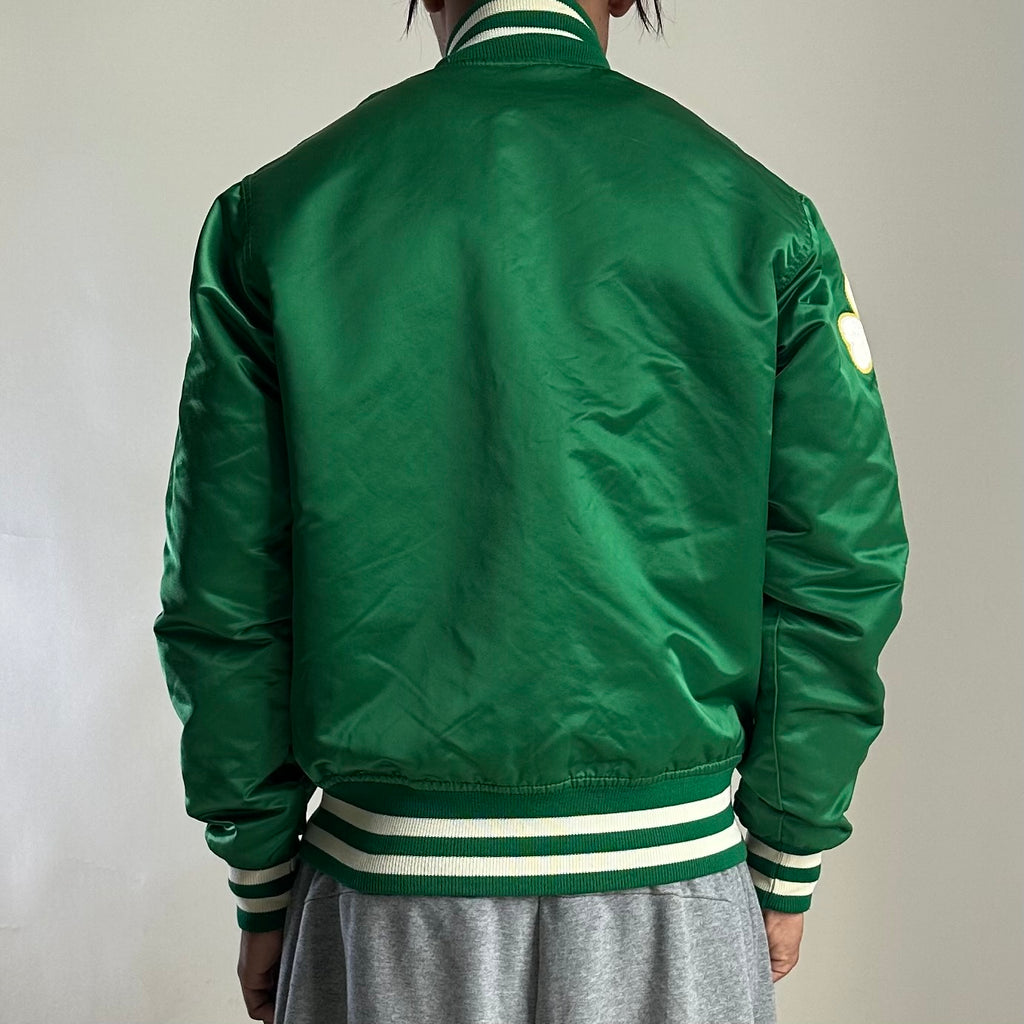 Vintage Boston Celtics Starter Bomber Jacket in Satin Green (Size Small) Boxy Fit