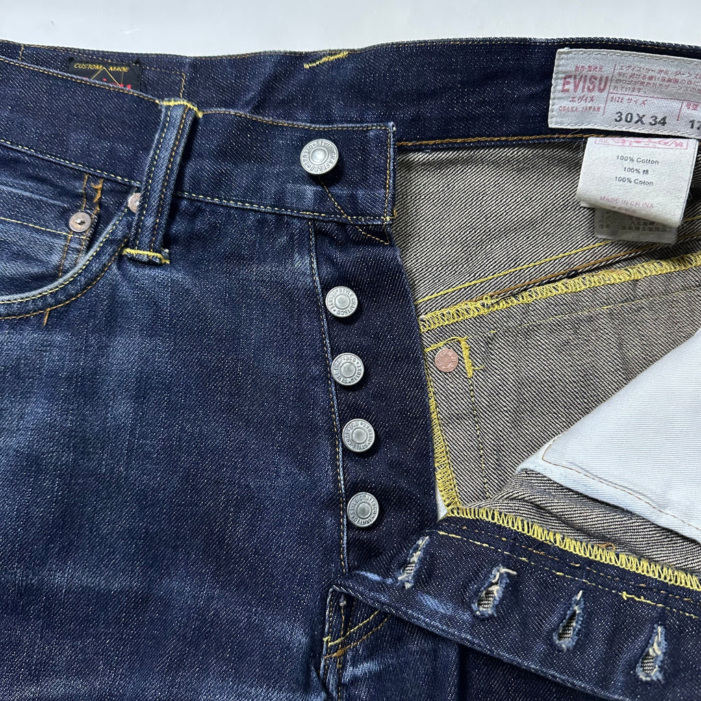 Evisu Big Daicock Mechanical Motif Selvedge Denim Size 30-32