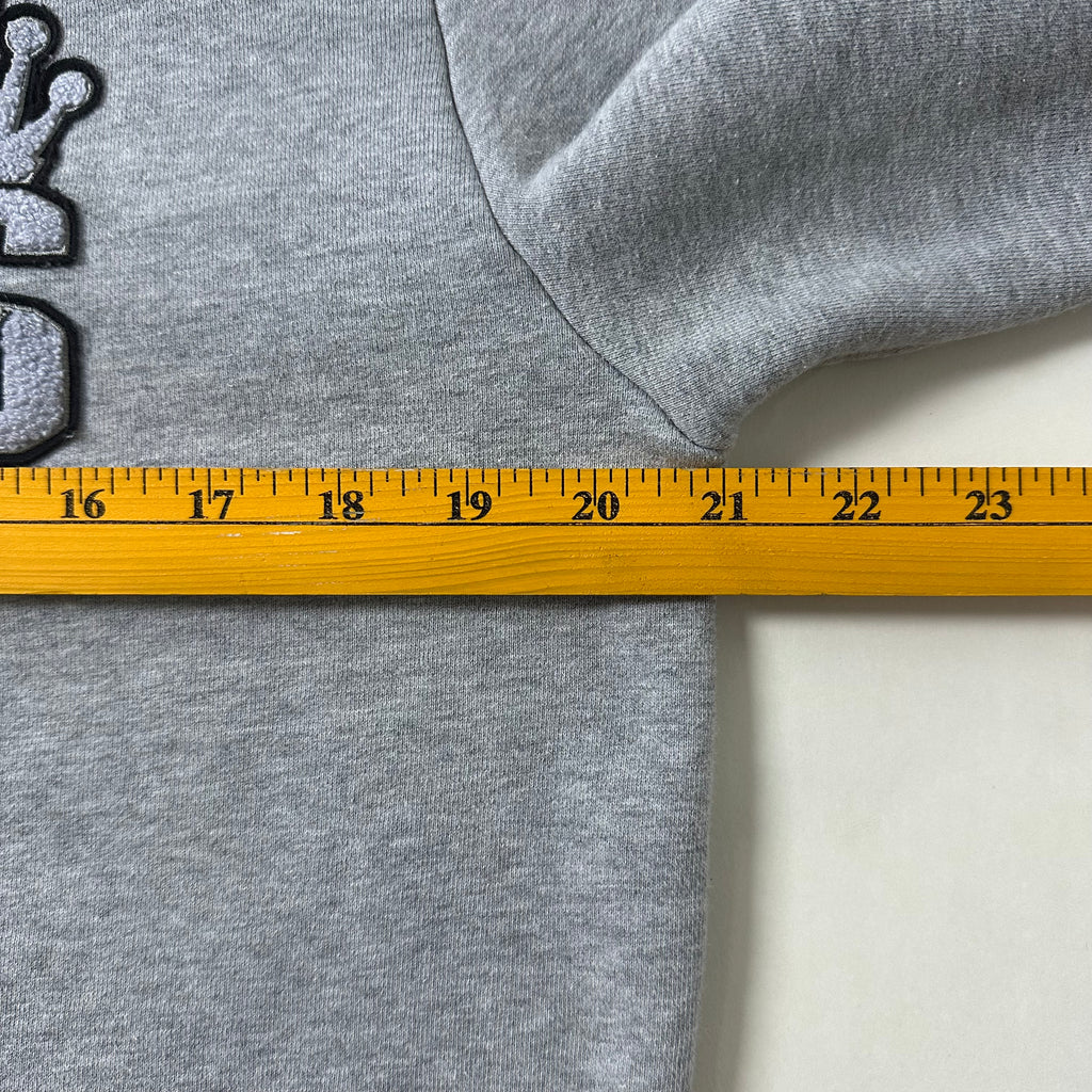 Stussy Cardigan Sweater Felt Patch Crown-topped “S” Logo in Gray (Size Medium)