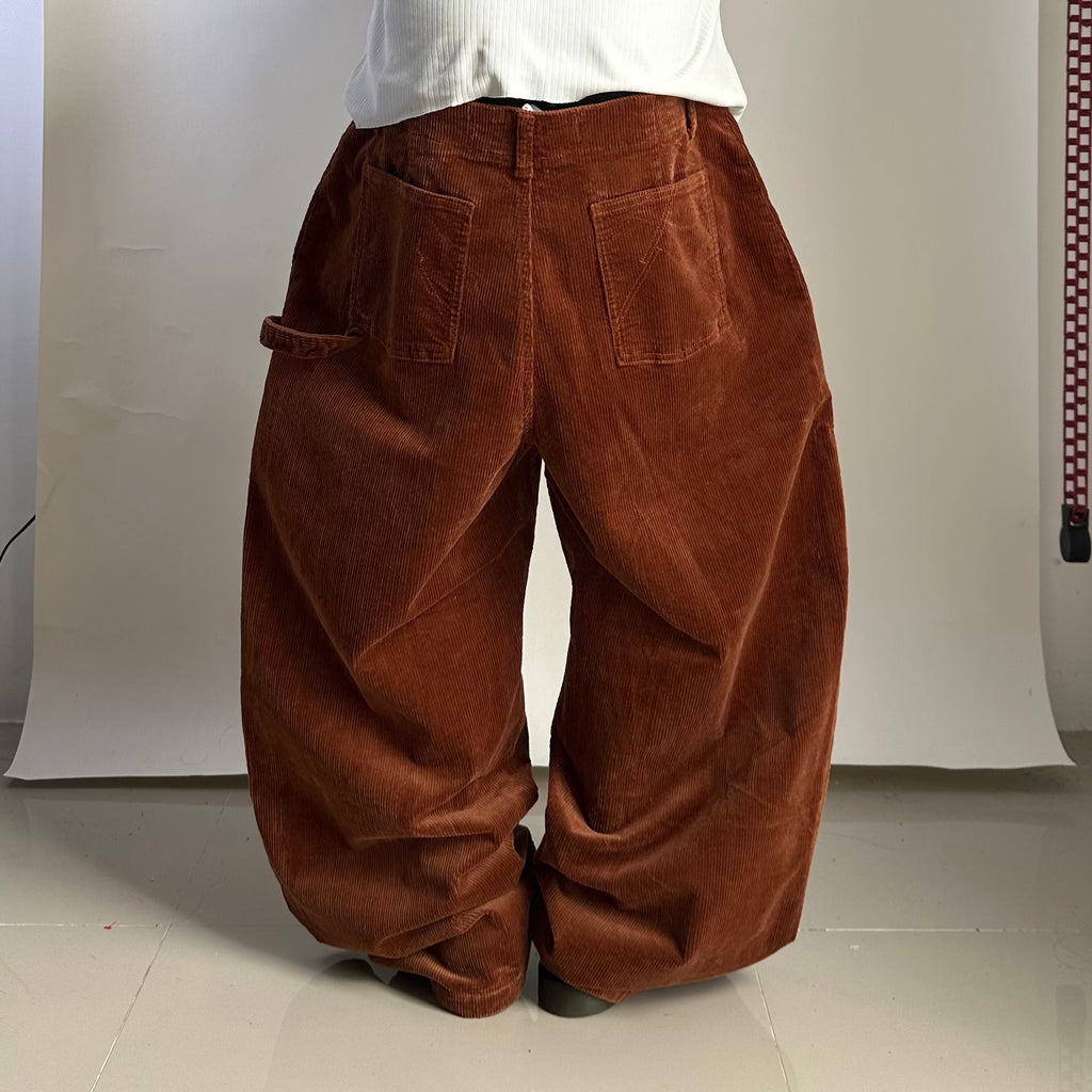 BRAND-NEW Urbanic London Lush Corduroy Carpenter Baggy Pants in Reddish Brown (Size 32-36)