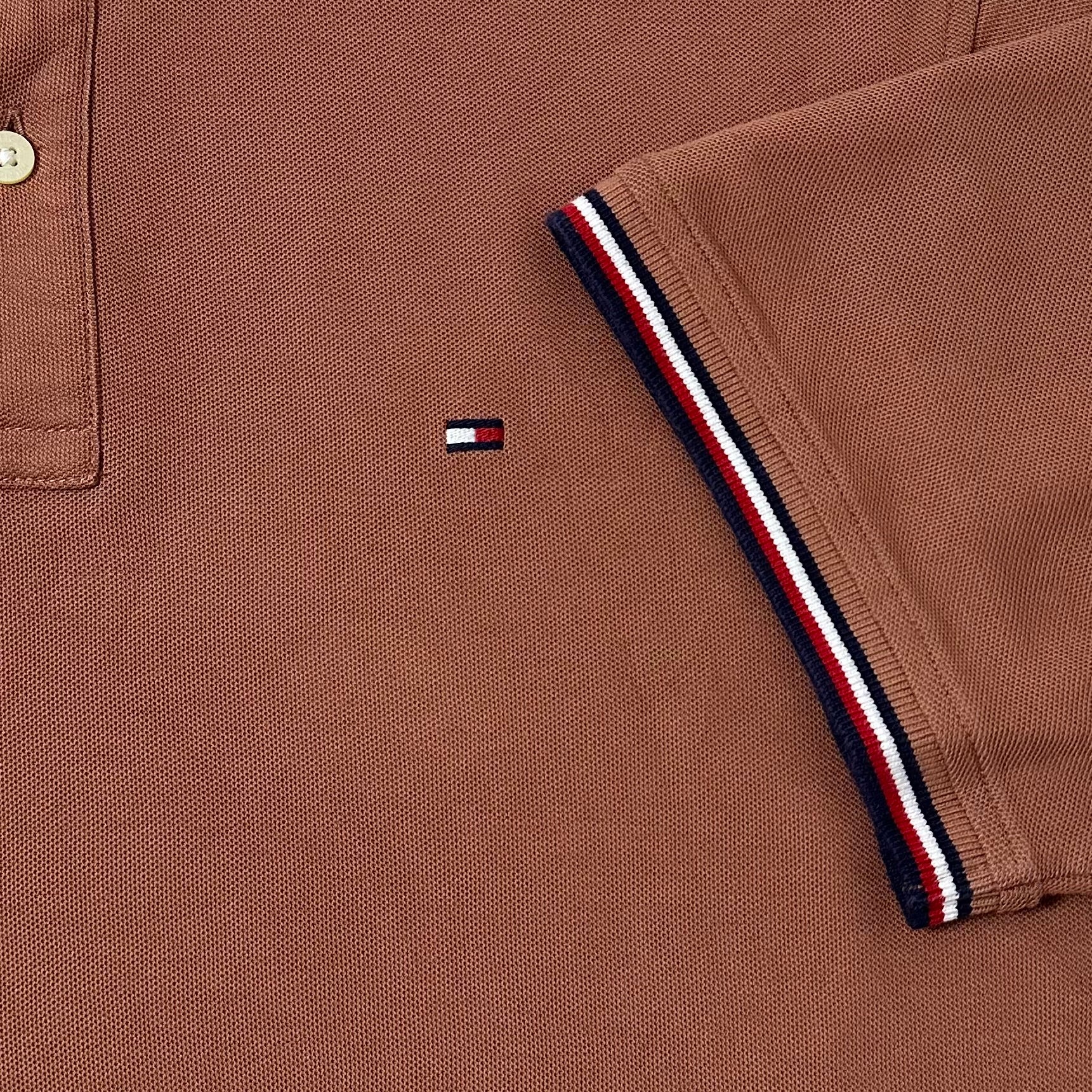 Tommy Hilfiger Regular Fit Polo Shirt Dark Russet Size Large