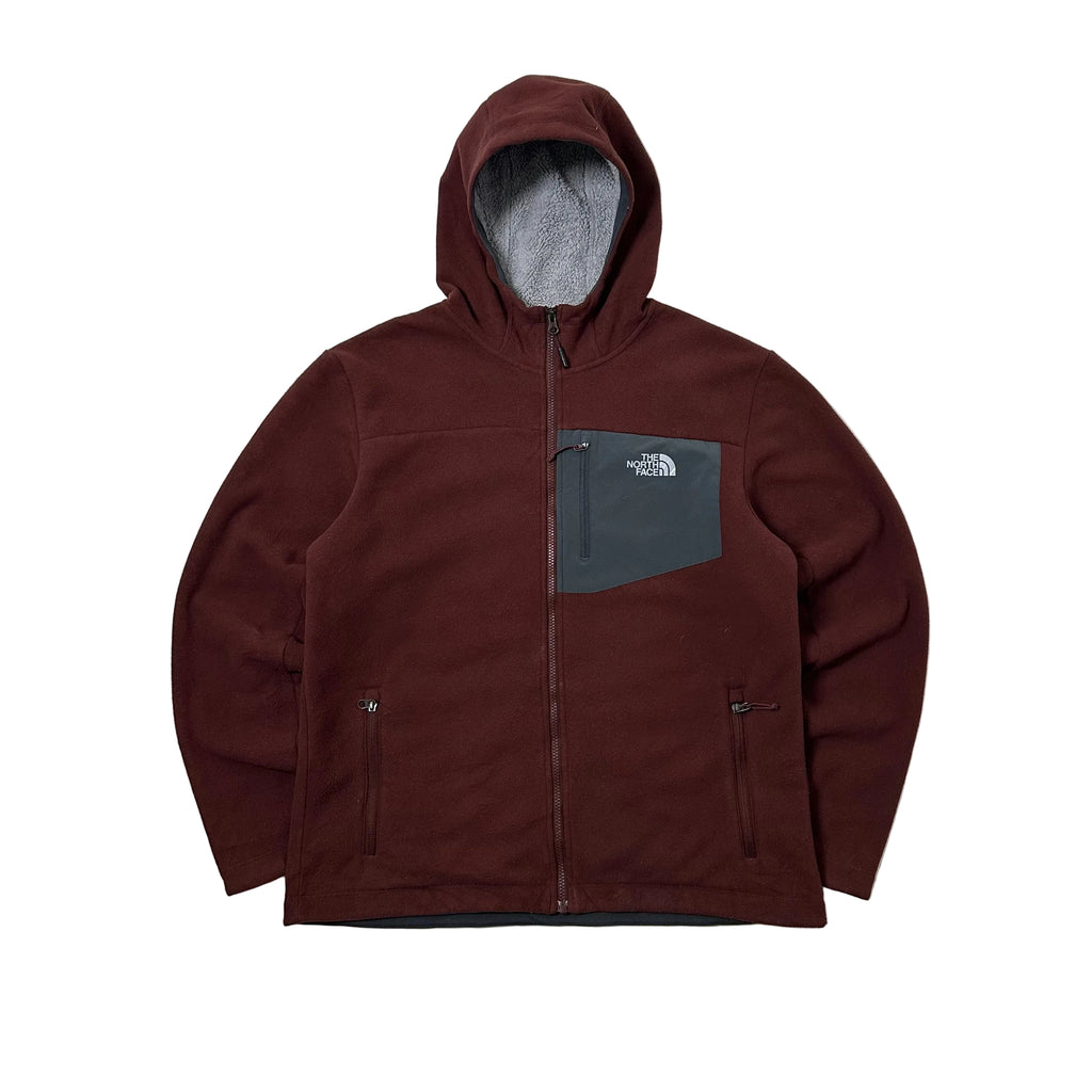 The North Face Chimborazo Fleece Jacket with Hood in Maroon (Size Large)