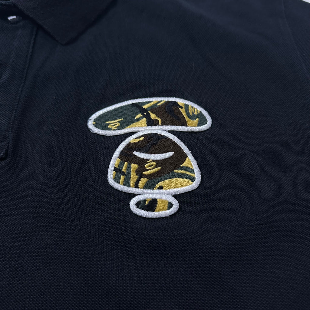 AAPE By A Bathing Ape Embroidered Logo Polo Shirt Black XL