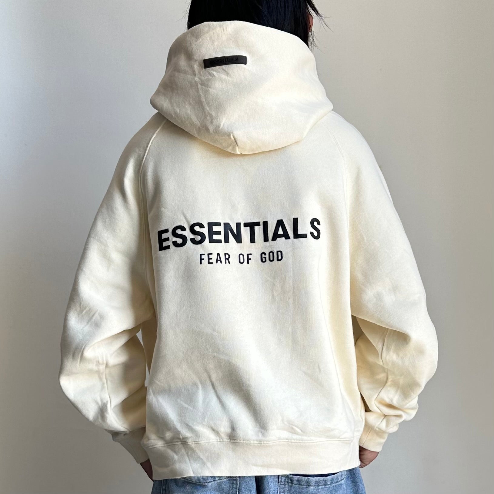 Essentials Pullover Hoodie Jacket Cream Size Small (Fits Large) OFF only