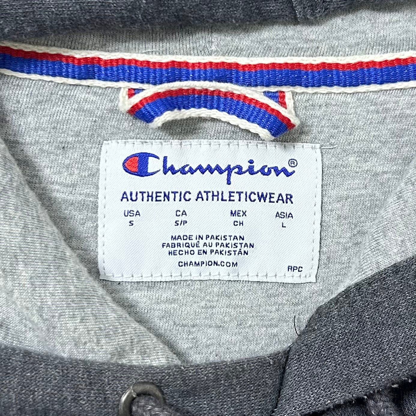 Champion Script Logo Hoodie Jacket Gray Size Small (Fits Large)