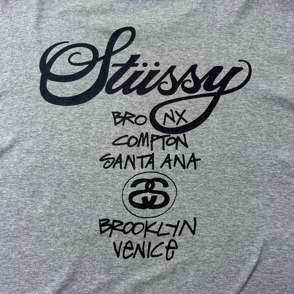 Stussy World Tour T-shirt in Gray (Size Large) Boxy Fit