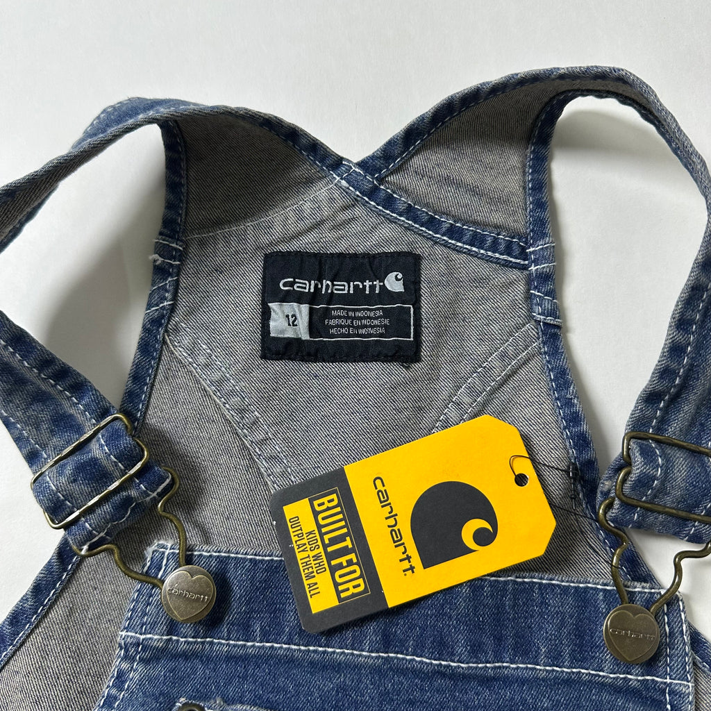 Carhartt Kids Denim Short Bib Overalls (Size 12) New with tags