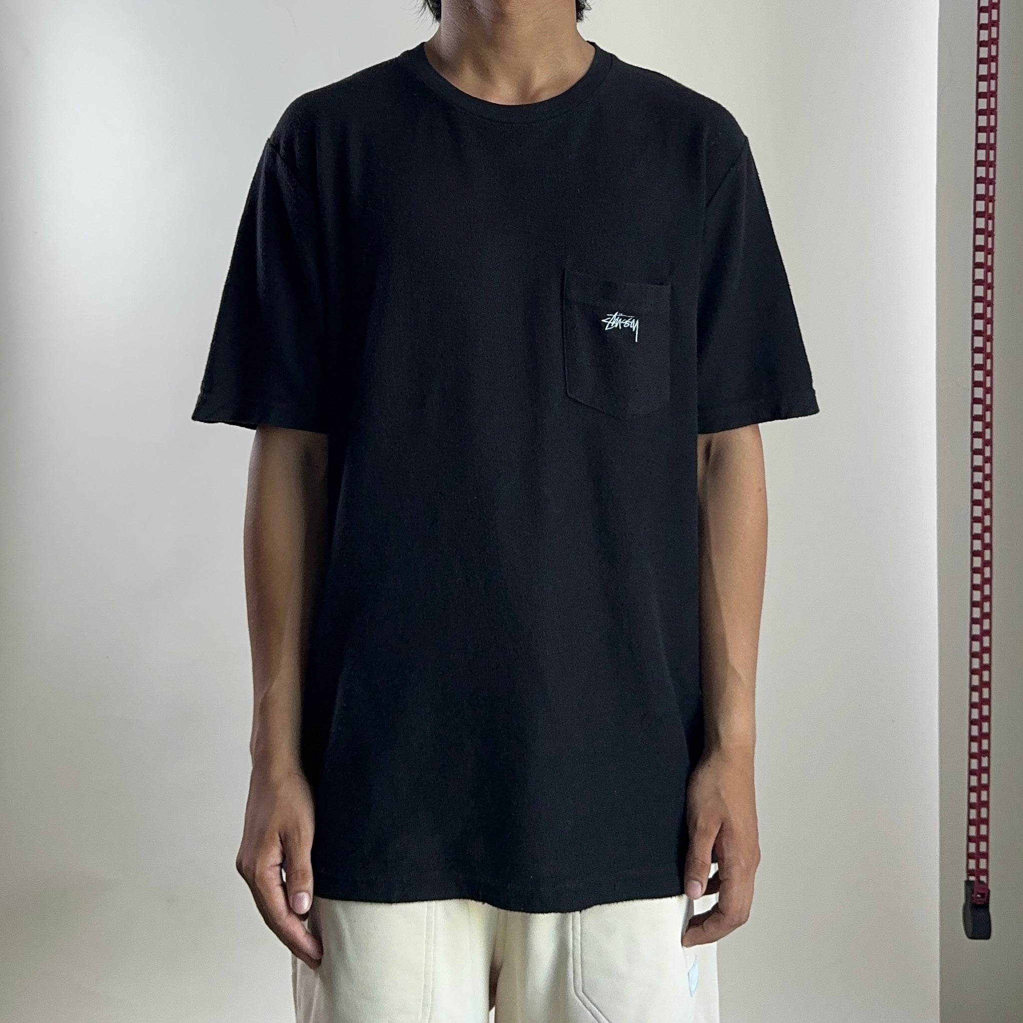 Stüssy Stock Logo Pocket T-Shirt in Black Medium
