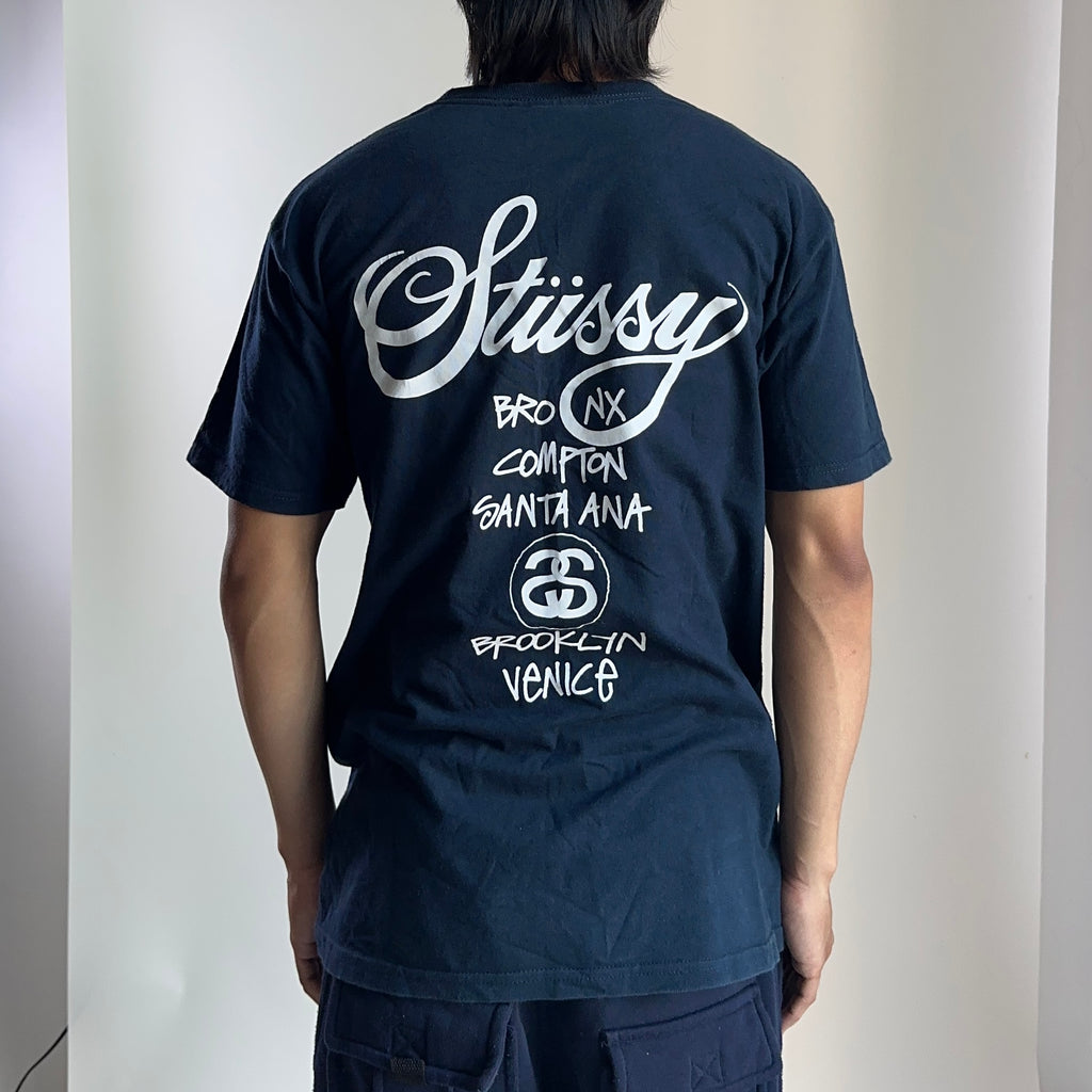 Stussy World Tour T-shirt in Navy Medium