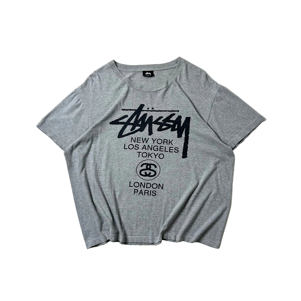 Stussy World Tour T-shirt in Gray (Size Large) Boxy Fit