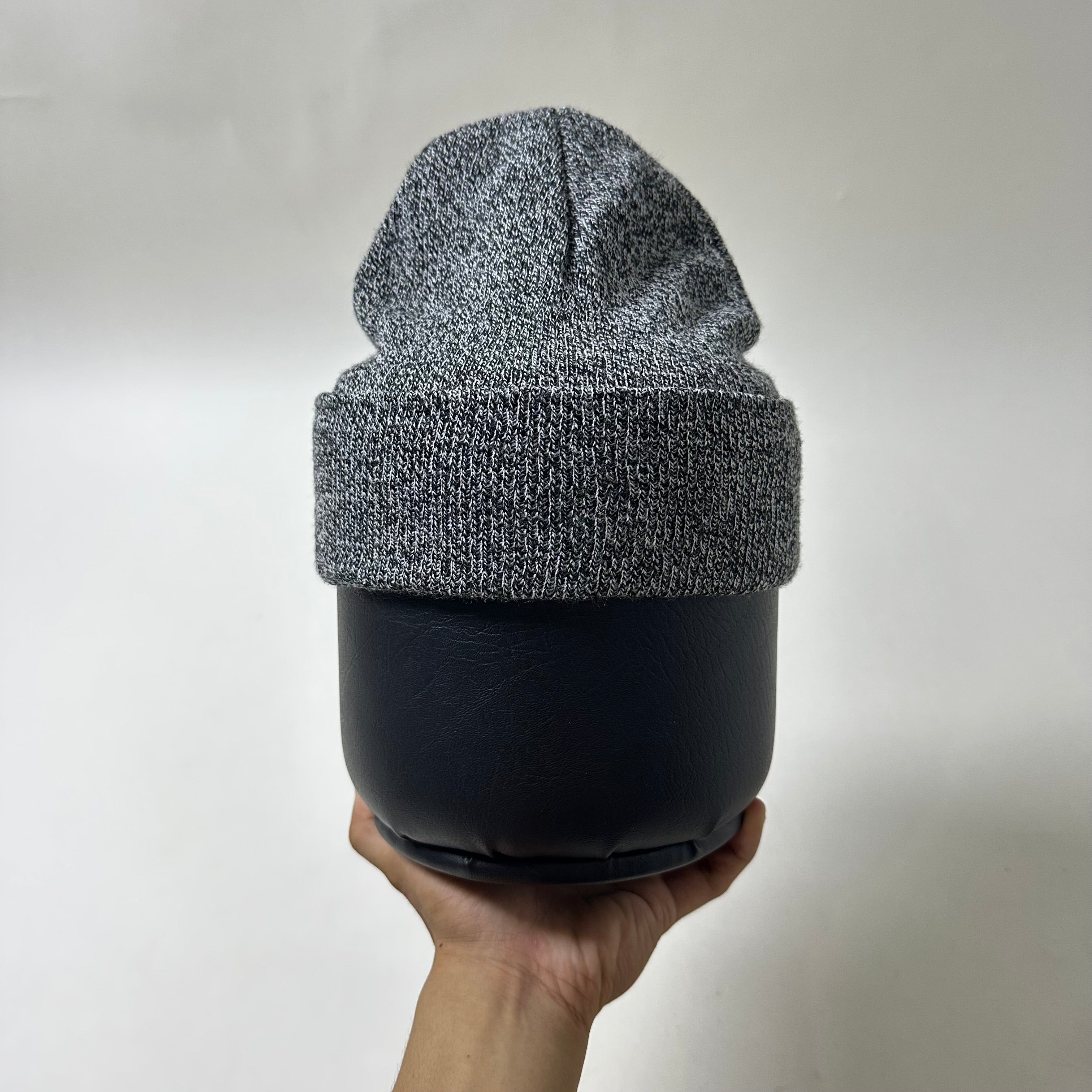 BEN DAVIS Beanie Acrylic Cuffed Knit Hat in Marled Black (One Size)