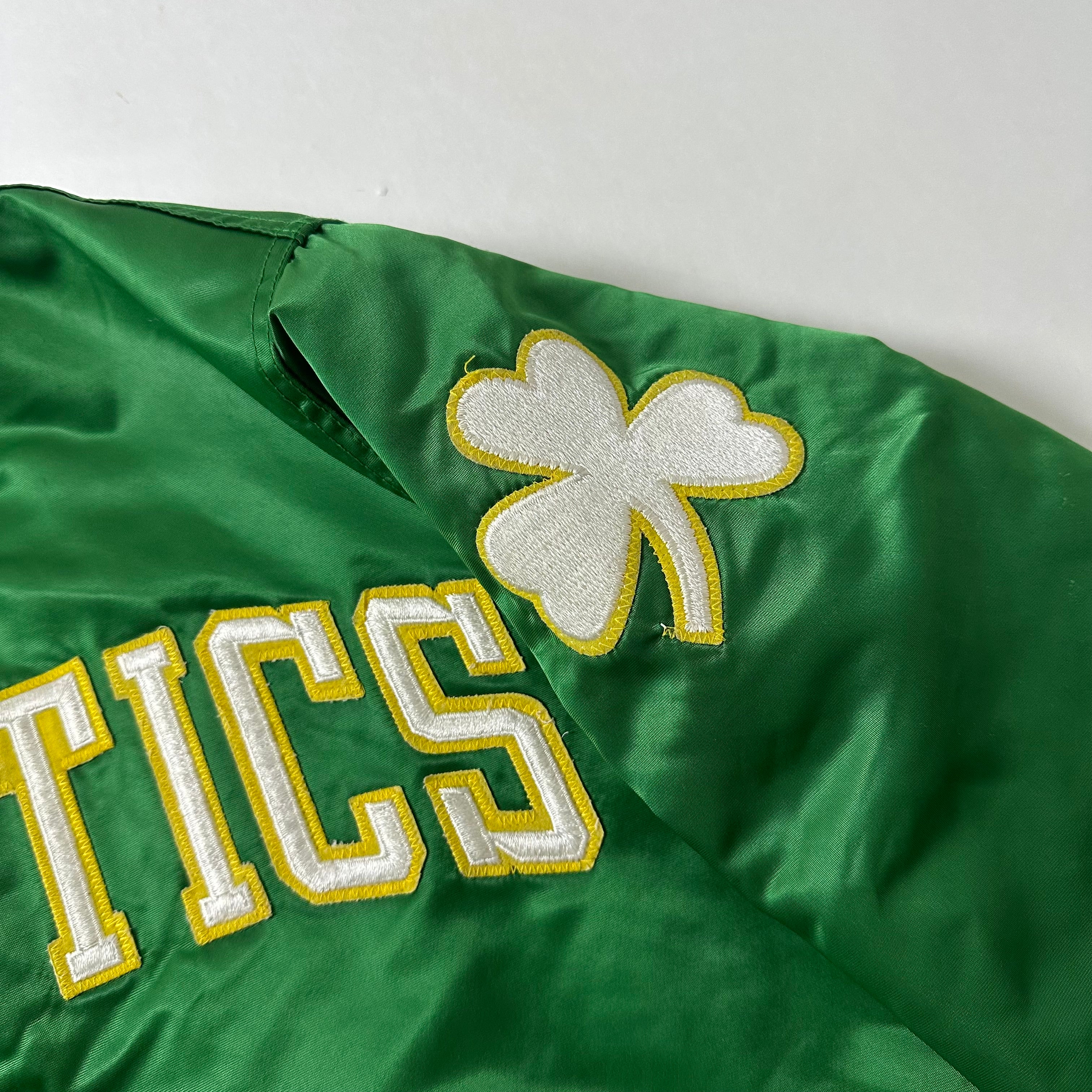 Vintage Boston Celtics Starter Bomber Jacket in Satin Green (Size Small) Boxy Fit