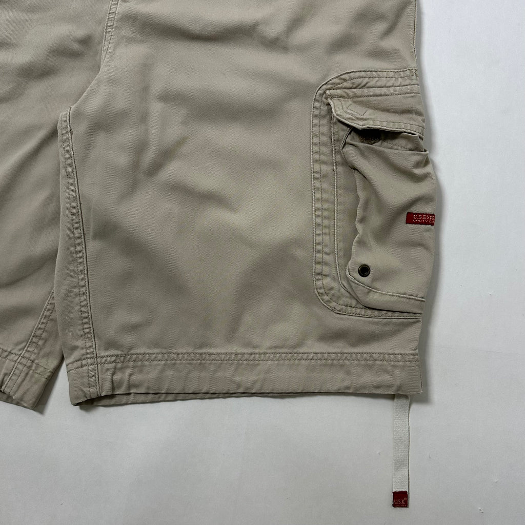 U.S Expedition Y2k Baggy Long Cargo Shorts Beige Size 36