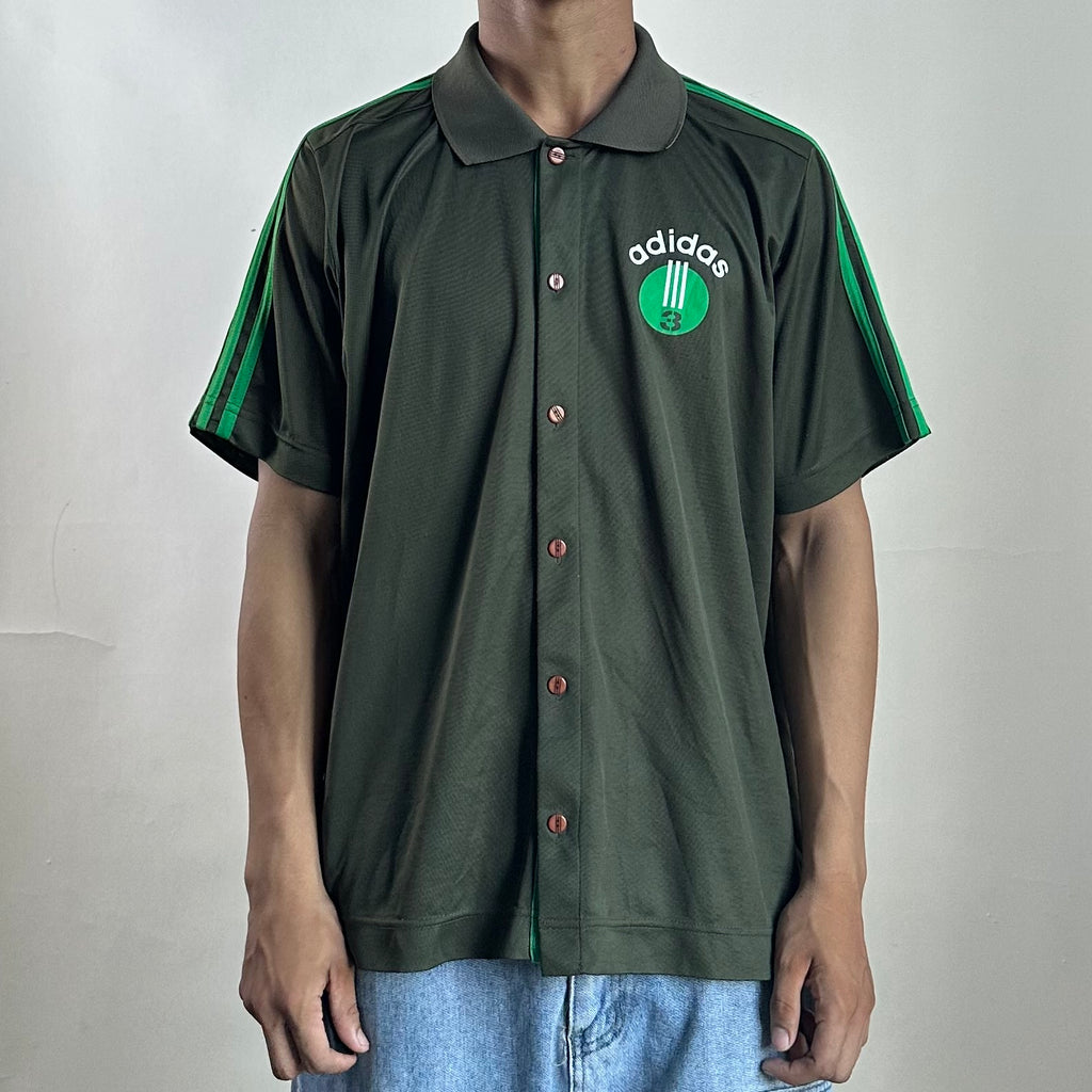 Adidas Y2k Short Sleeve Polo T-shirt in Olive Green Size XL (Best Fit Large)