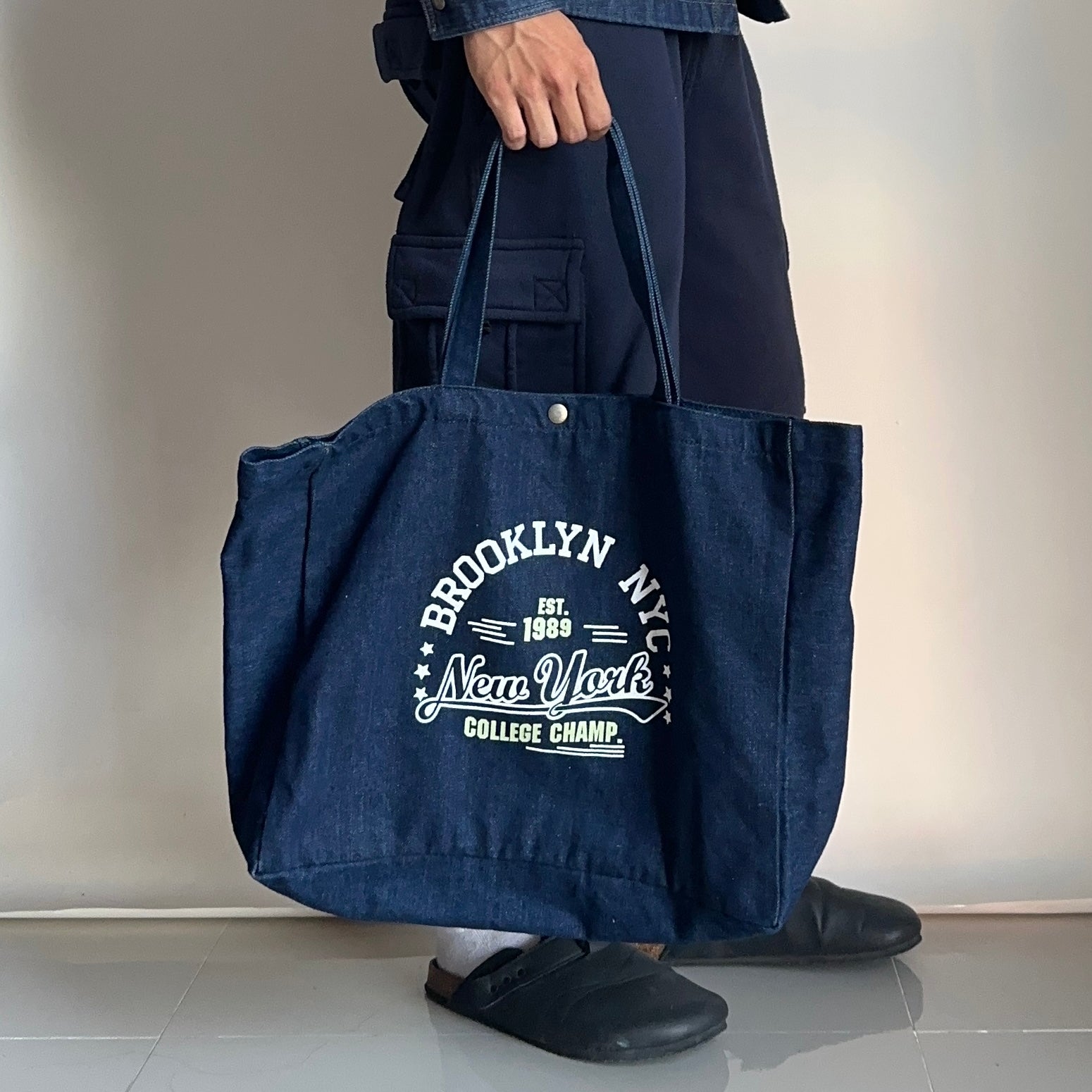 Brooklyn NYC Dark Blue Denim Tote Bag