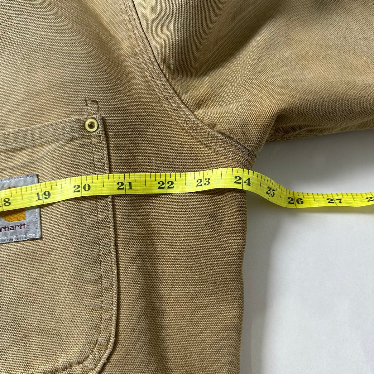 Vintage Carhartt Duck Canvas Chore Coat Jacket in Tan Brown (Size 44 Large)