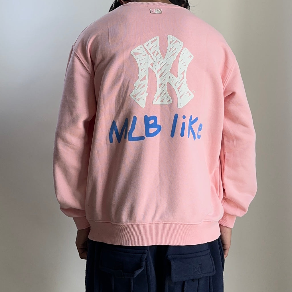 MLB NY Yankees Crewneck Sweater Pastel Pink Small (Fits Medium)