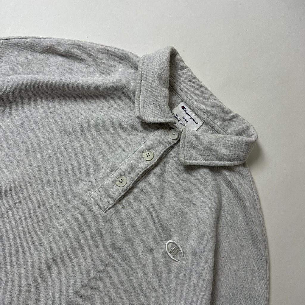 Champion Polo Sweatshirt in Light Gray (Size Medium) Boxy Fit