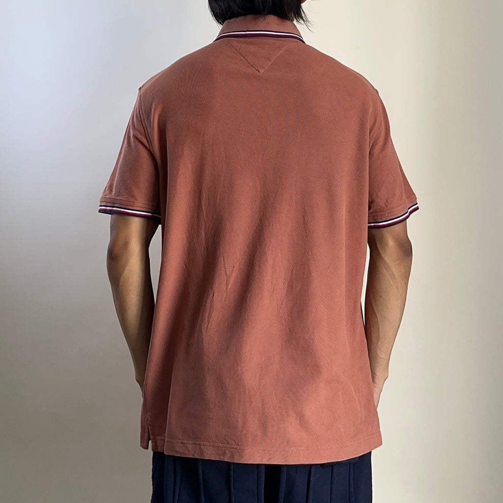 Tommy Hilfiger Regular Fit Polo Shirt Dark Russet Size Large