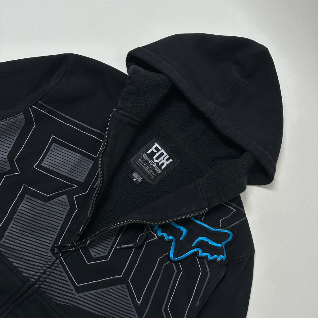 Fox Racing Y2k Zip-up Hoodie Big Logo in Black Size Small (Fits Medium)