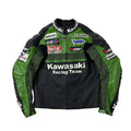 Kawasaki Racing Team Leather Armor Riding Jacket in Green (Size Medium)