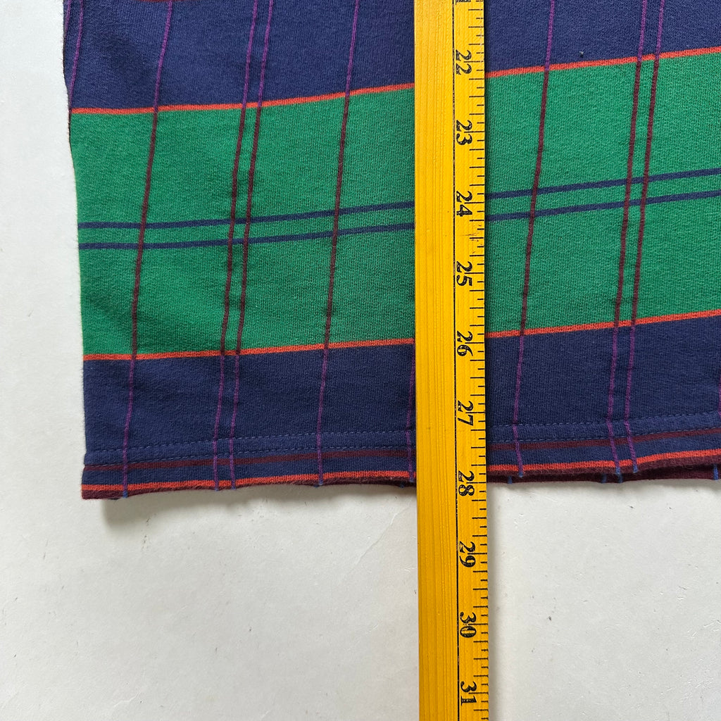 Stussy Plaid Long sleeve Polo with  an Embroidered Chest Logo (Size Large)