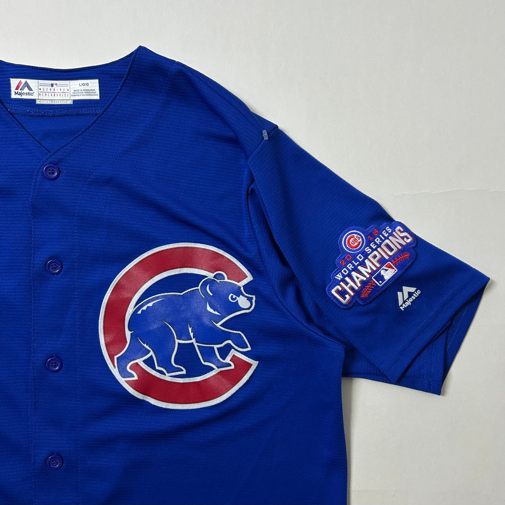 Majestic Chicago Cubs “BAEZ”Baseball Jersey in Royal Blue (Size Large)