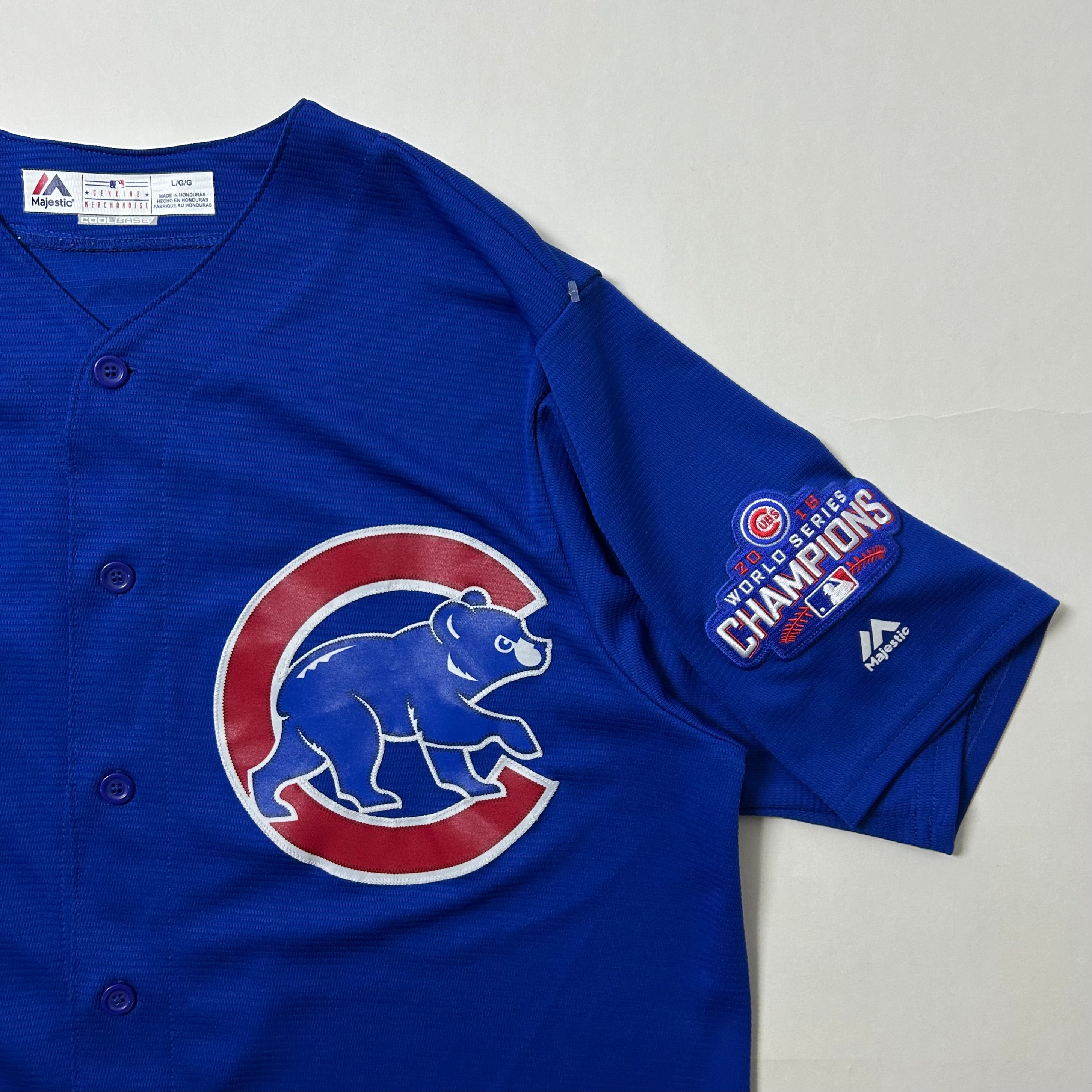 Majestic Chicago Cubs “BAEZ”Baseball Jersey in Royal Blue (Size Large)