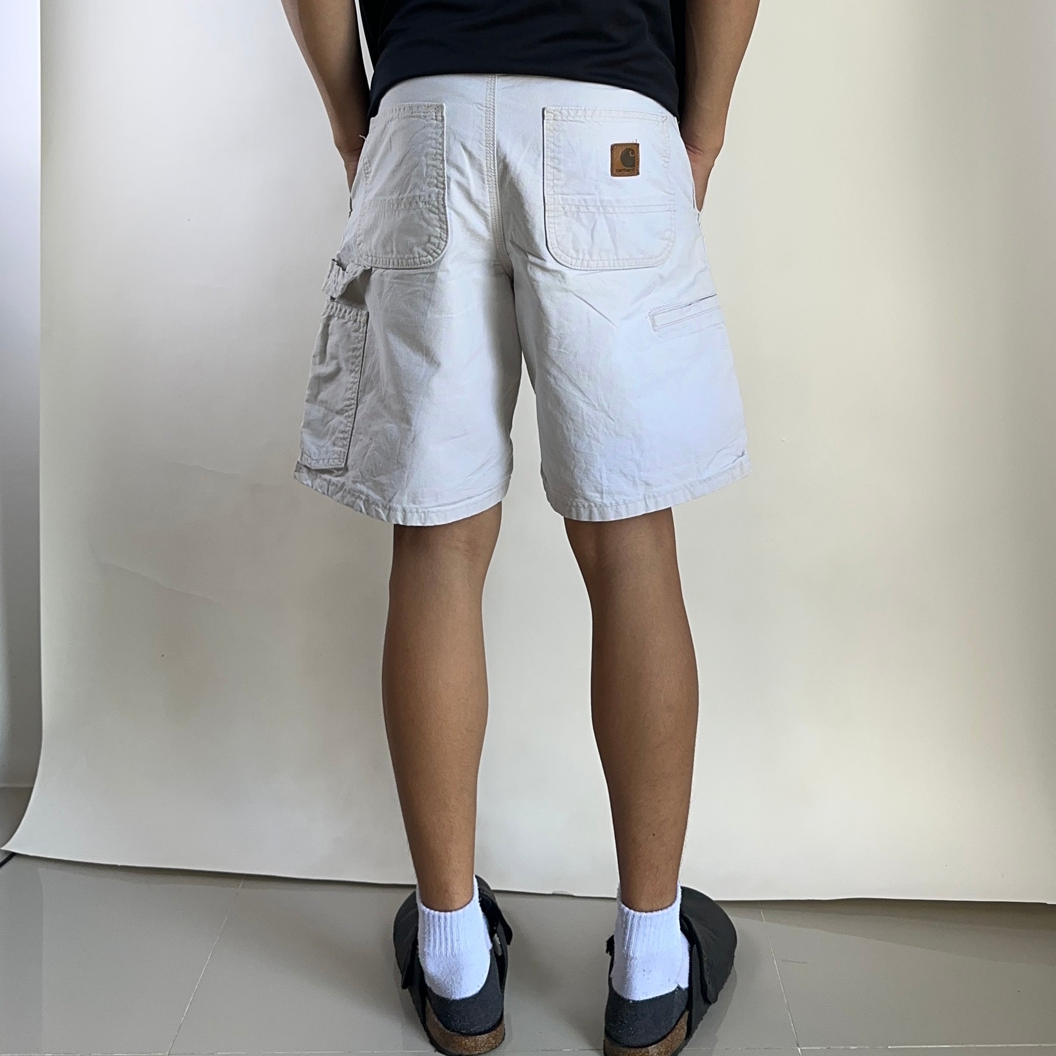 Vintage Carhartt Original Fit Carpenter Shorts Beige Size 28