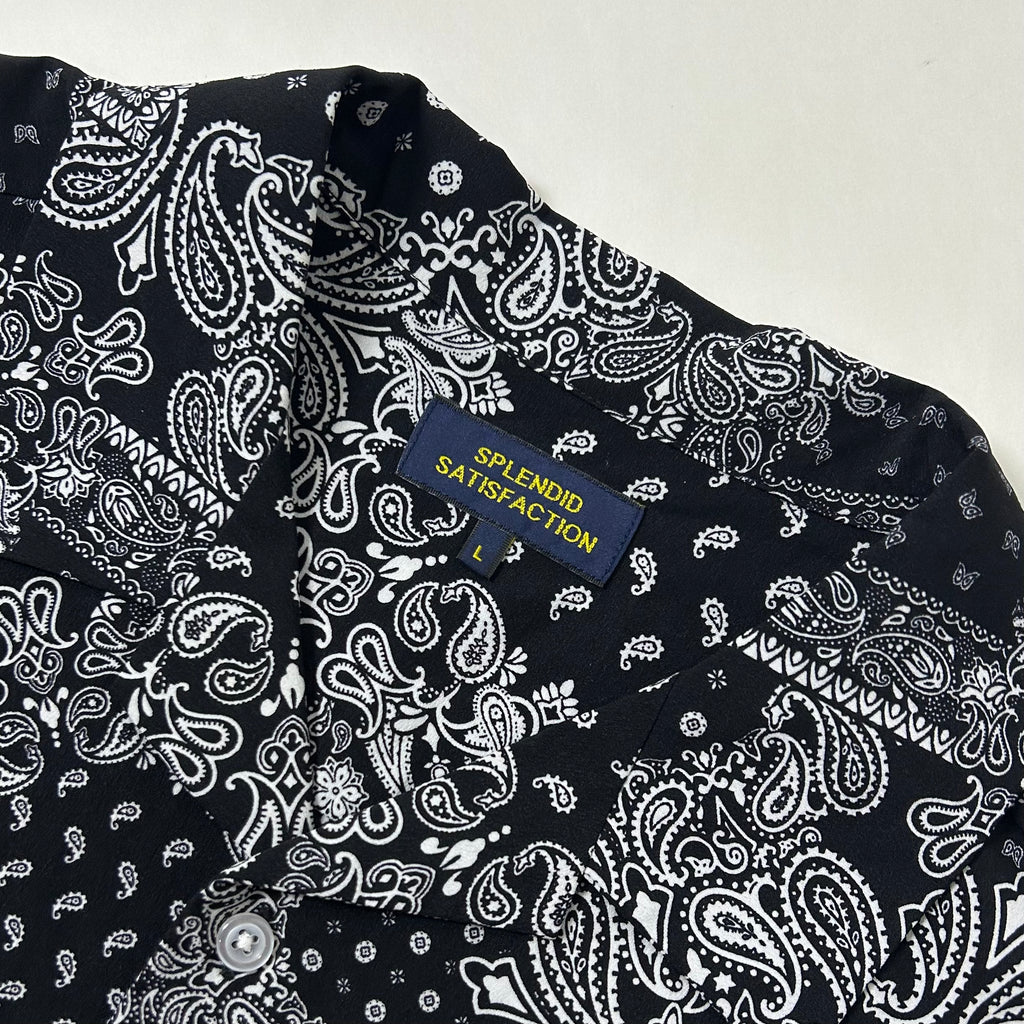 Paisley Bandana Button-Up Polo Shirt By Splendid Satisfaction Black Size Large