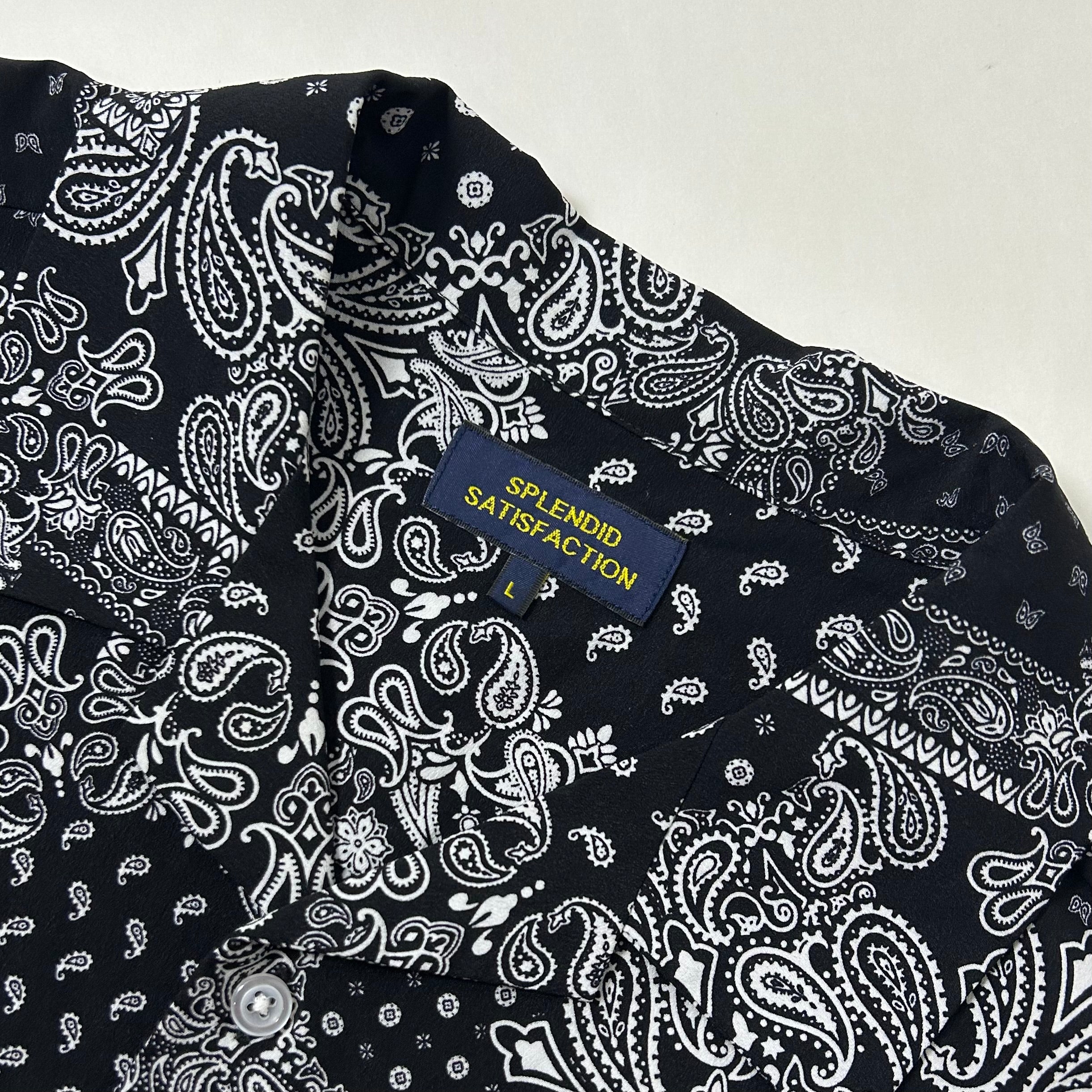 Paisley Bandana Button-Up Polo Shirt By Splendid Satisfaction Black Size Large