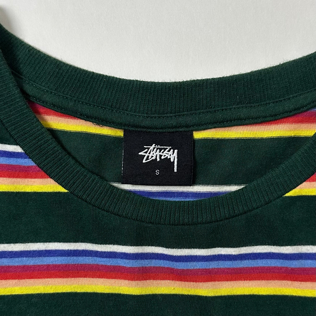 Stüssy Designs Laguna Beach CA T-shirt in Stripes Pattern Size Small Oversized (Fits Large)