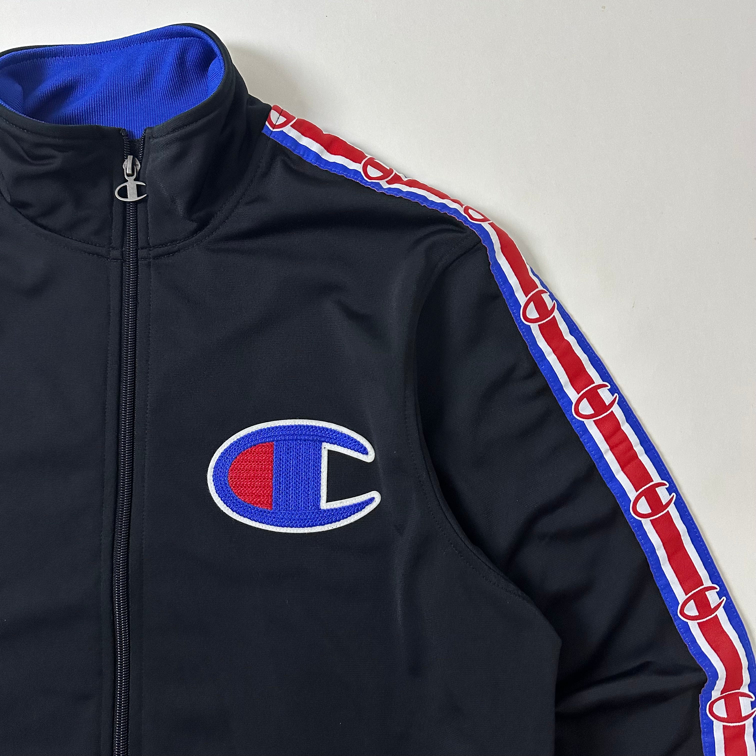 CHAMPION BIG C Track Jacket with Side tape Logo on sleeve Size Medium (Fits Large)
