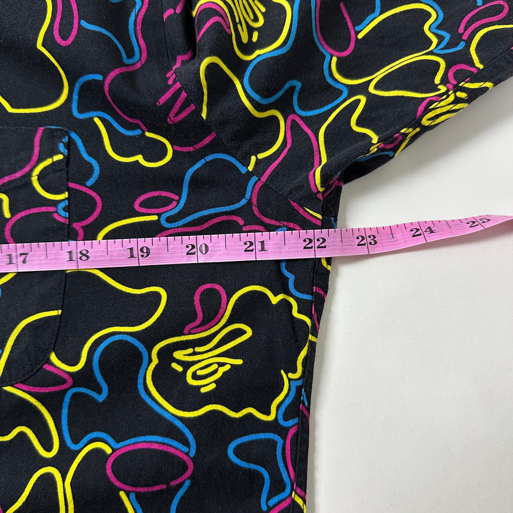 BAPE OG Neon Camo Button-Down Long sleeve Shirt in Black (Best Fit Large)
