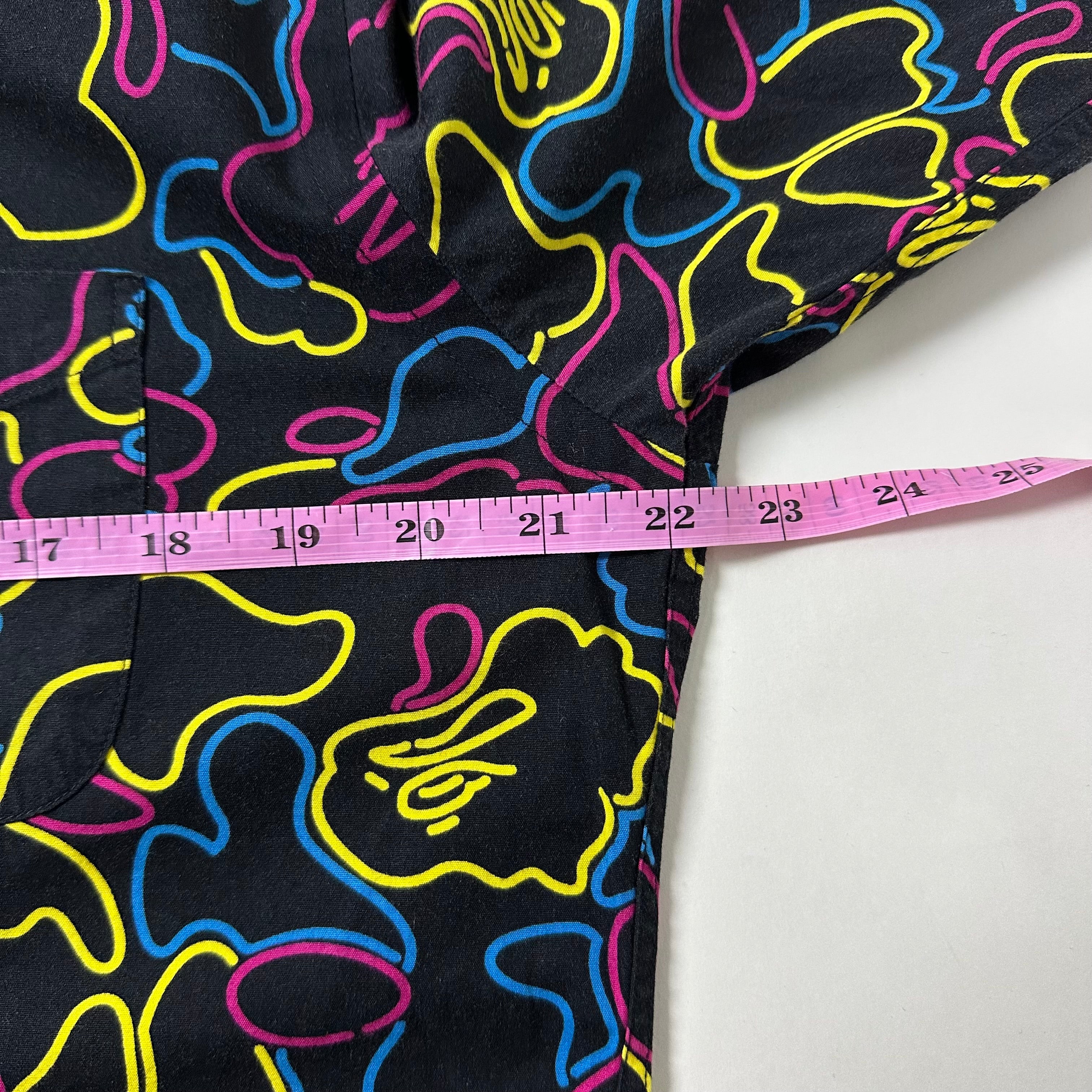 BAPE OG Neon Camo Button-Down Long sleeve Shirt in Black (Best Fit Large)