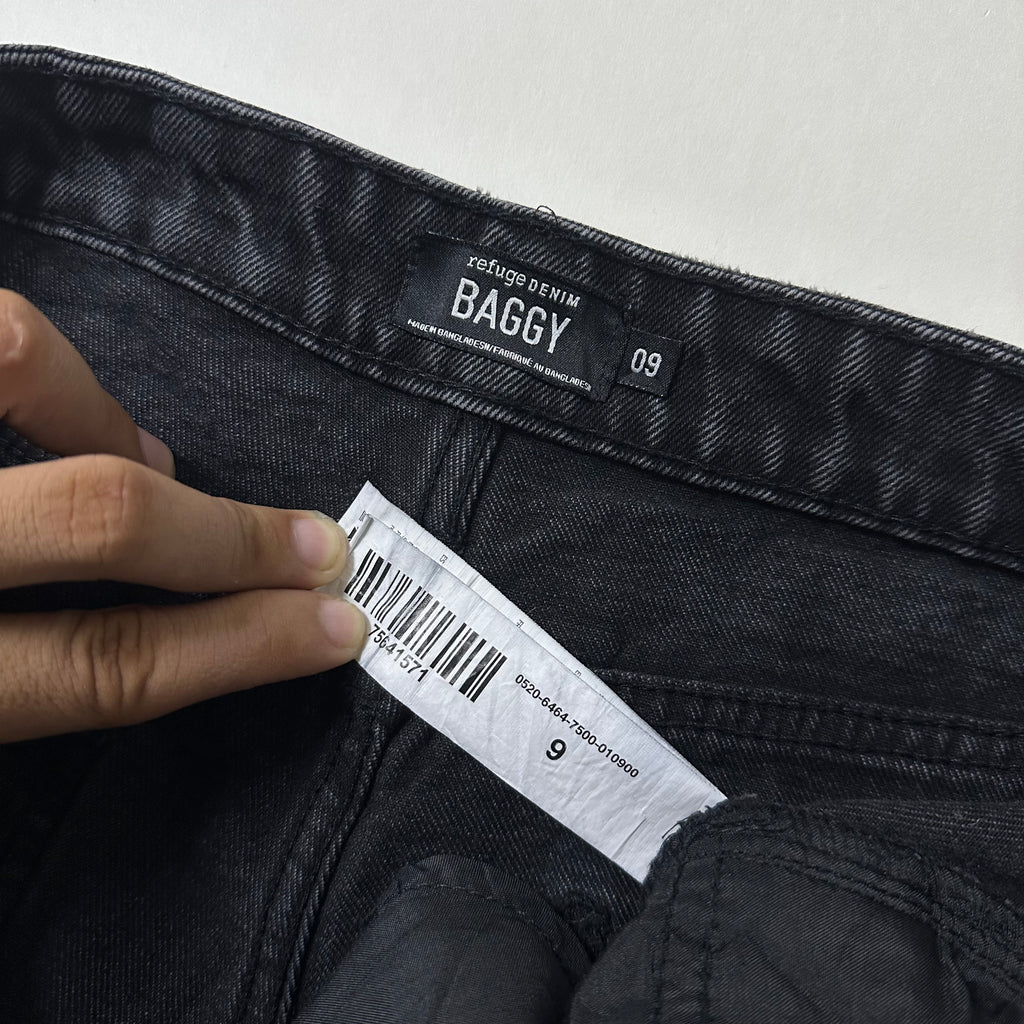 Refuge Denim Baggy Jorts in Washed Black (Size 34-35)
