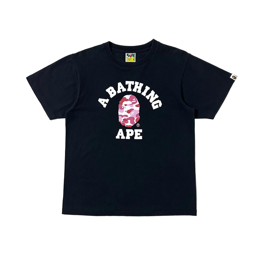 BAPE Pink Camo College Tee in Black (Size Medium)