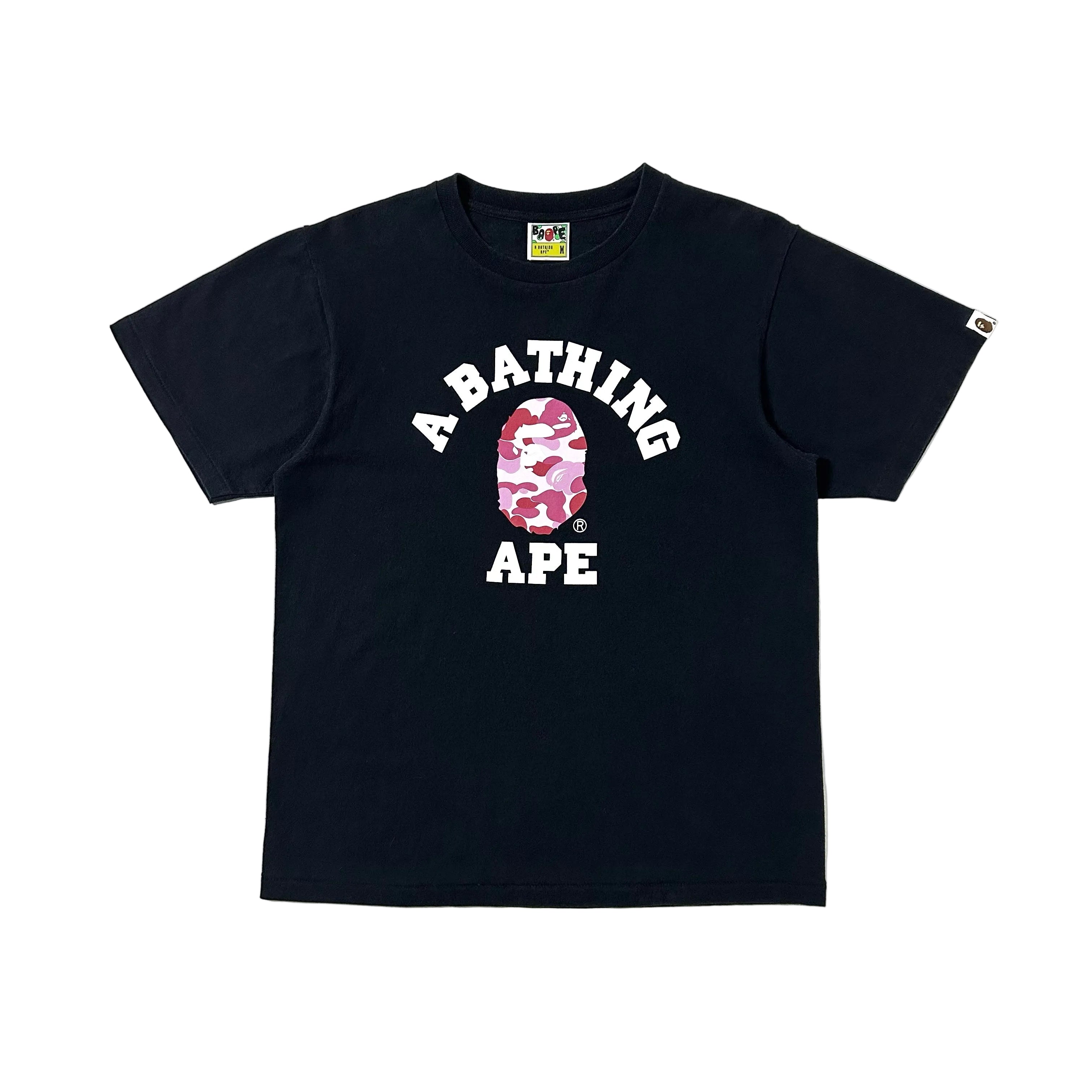 BAPE Pink Camo College Tee in Black (Size Medium)