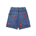 Carpenter Jorts with Chrome Hearts Customized Cross Patches (Size 34) — SOLD