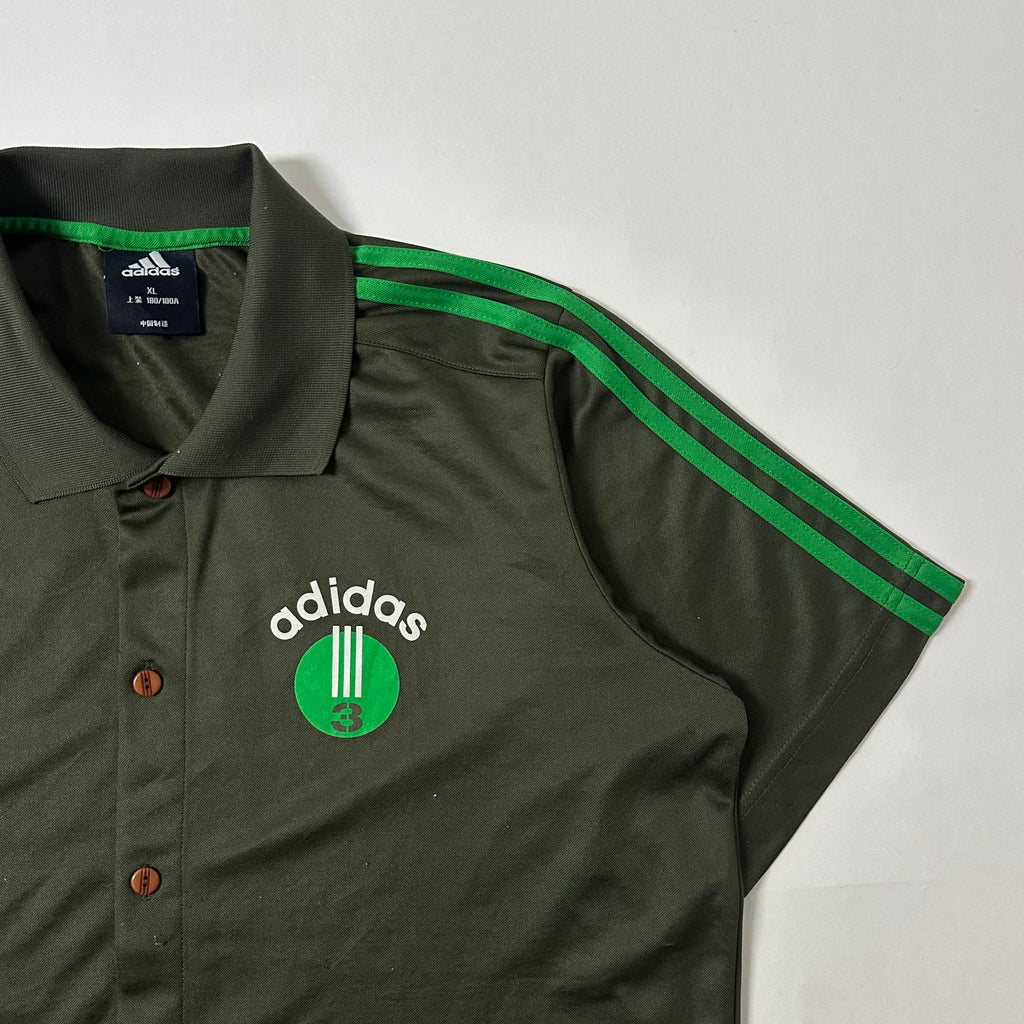 Adidas Y2k Short Sleeve Polo T-shirt in Olive Green Size XL (Best Fit Large)
