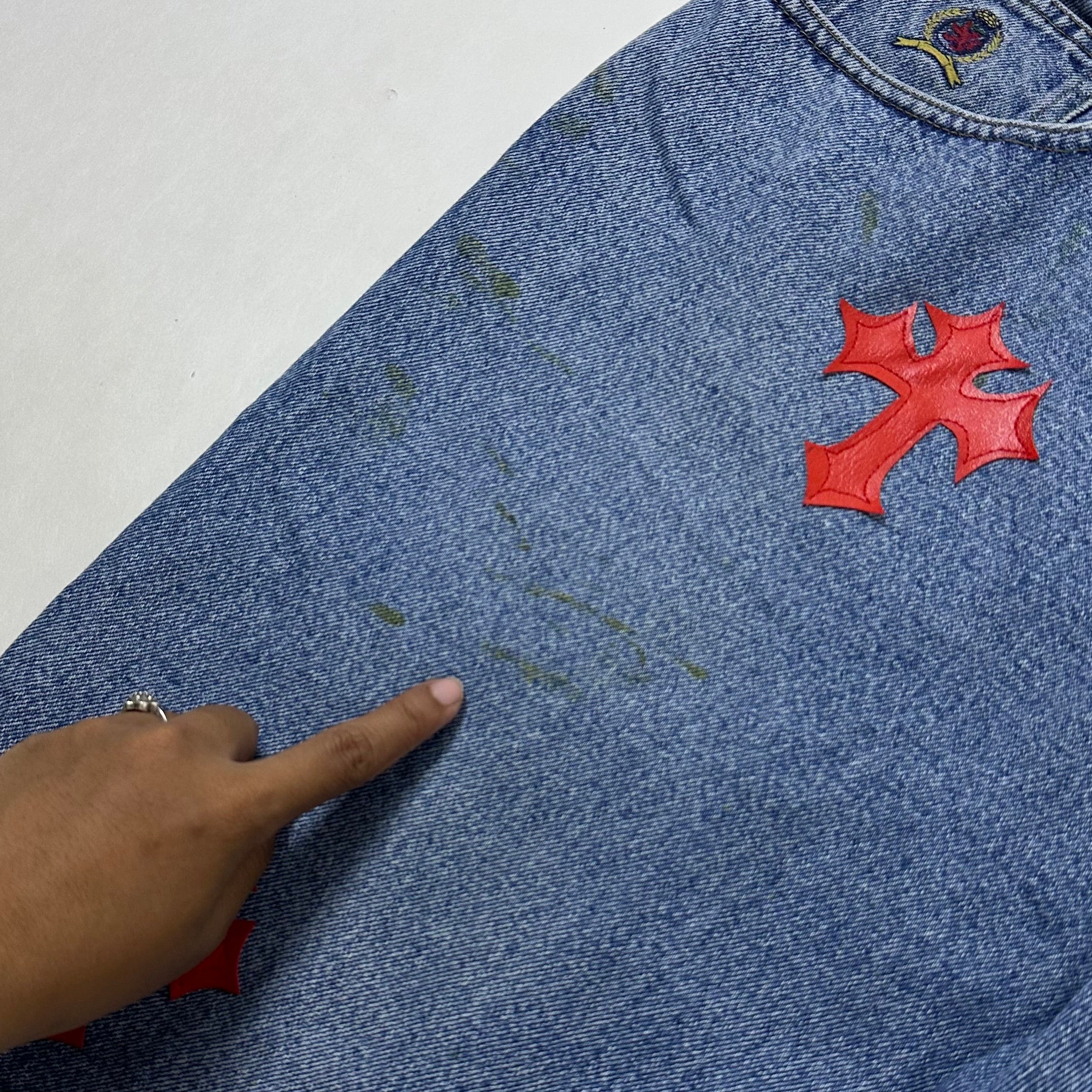 Tommy Hilfiger Denim Jorts with Customize Cross Patches (Size 38) - SOLD