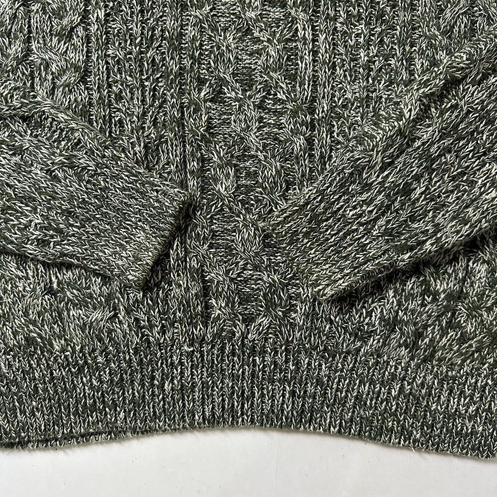 Vintage Structure Cable-Knit Sweater in Marled Green (Size XL)