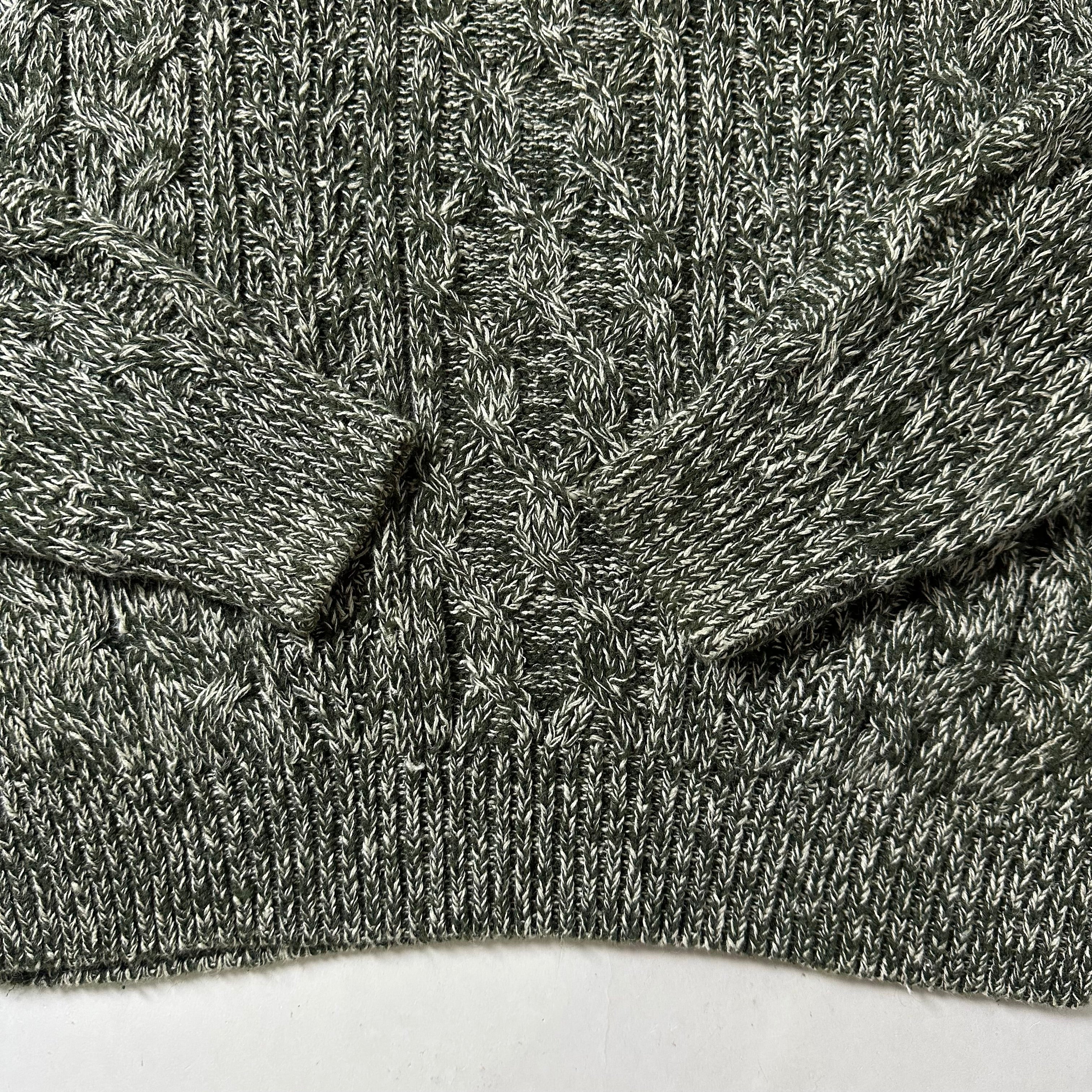 Vintage Structure Cable-Knit Sweater in Marled Green (Size XL)
