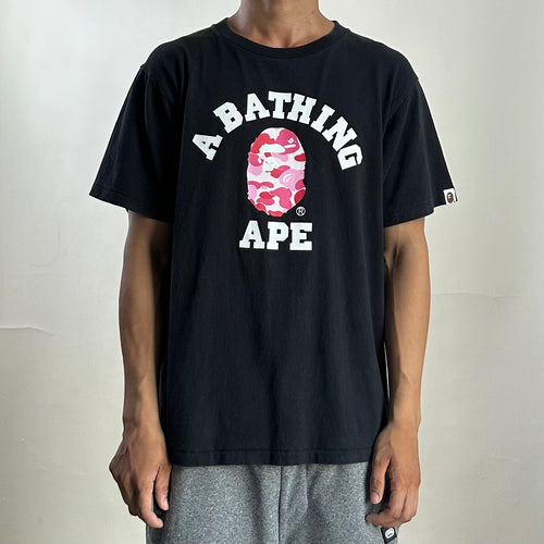 BAPE Pink Camo College Tee in Black (Size Medium) — SOLD
