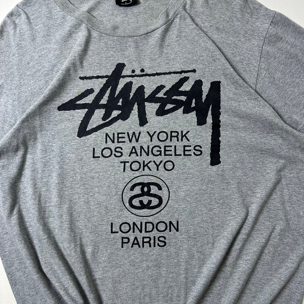 Stussy World Tour T-shirt in Gray (Size Large) Boxy Fit